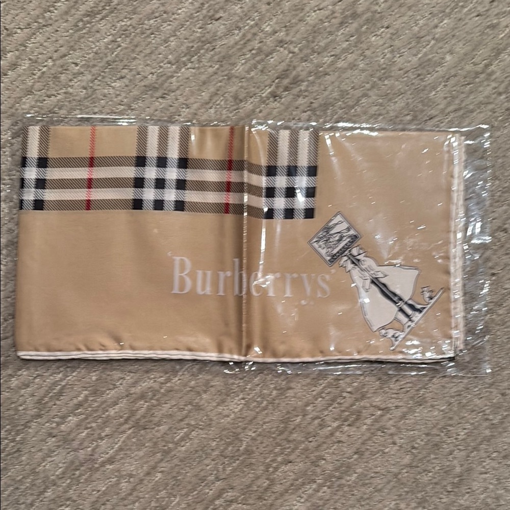 Burberry Tan Nova Check Silk Scarf with Logo Motif